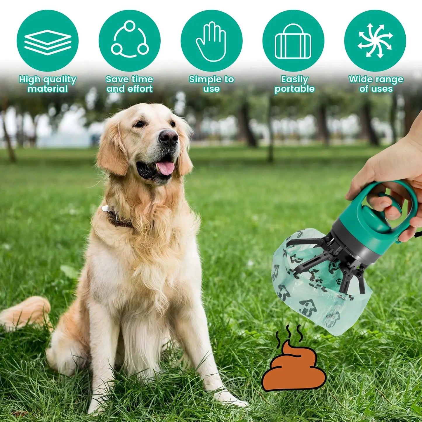 New Dog Pooper Scooper Pet Outdoors Portable Claw Poop Scooper Garbage Bag Cat Dispenser Waste Pick-up Cleaner PetsFani