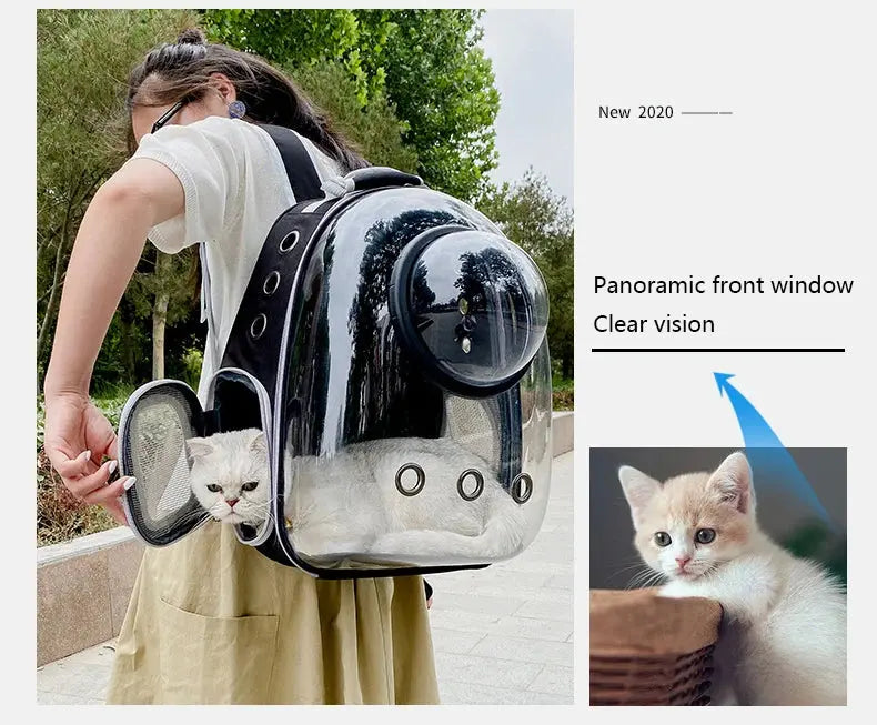 Pet Cat Carrying Bag Space Pet Backpacks Breathable Portable Transparent Backpack Puppy Dog Transport Carrier Space Capsule Bags PetsFani