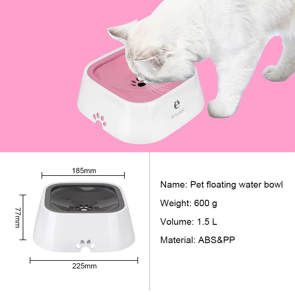 Slow Water Feeder Dispenser Cat Dog Water Bowl Carried Floating Bowl Pet Fountain 1.5L Anti-Overflow